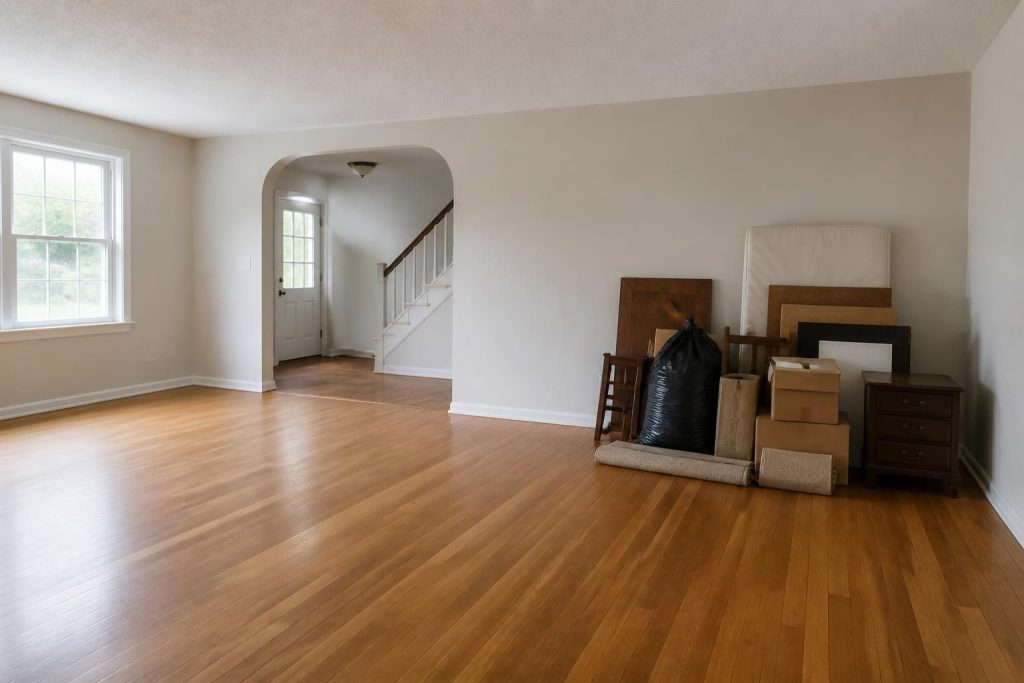 Freshly cleared room ready for junk removal pickup